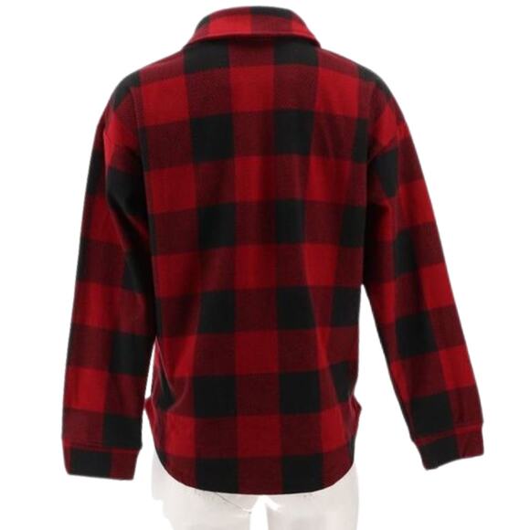 Cuddl Duds Flannel Fleece Half-Zip Pullover New Red Check Size Small - Picture 2 of 3
